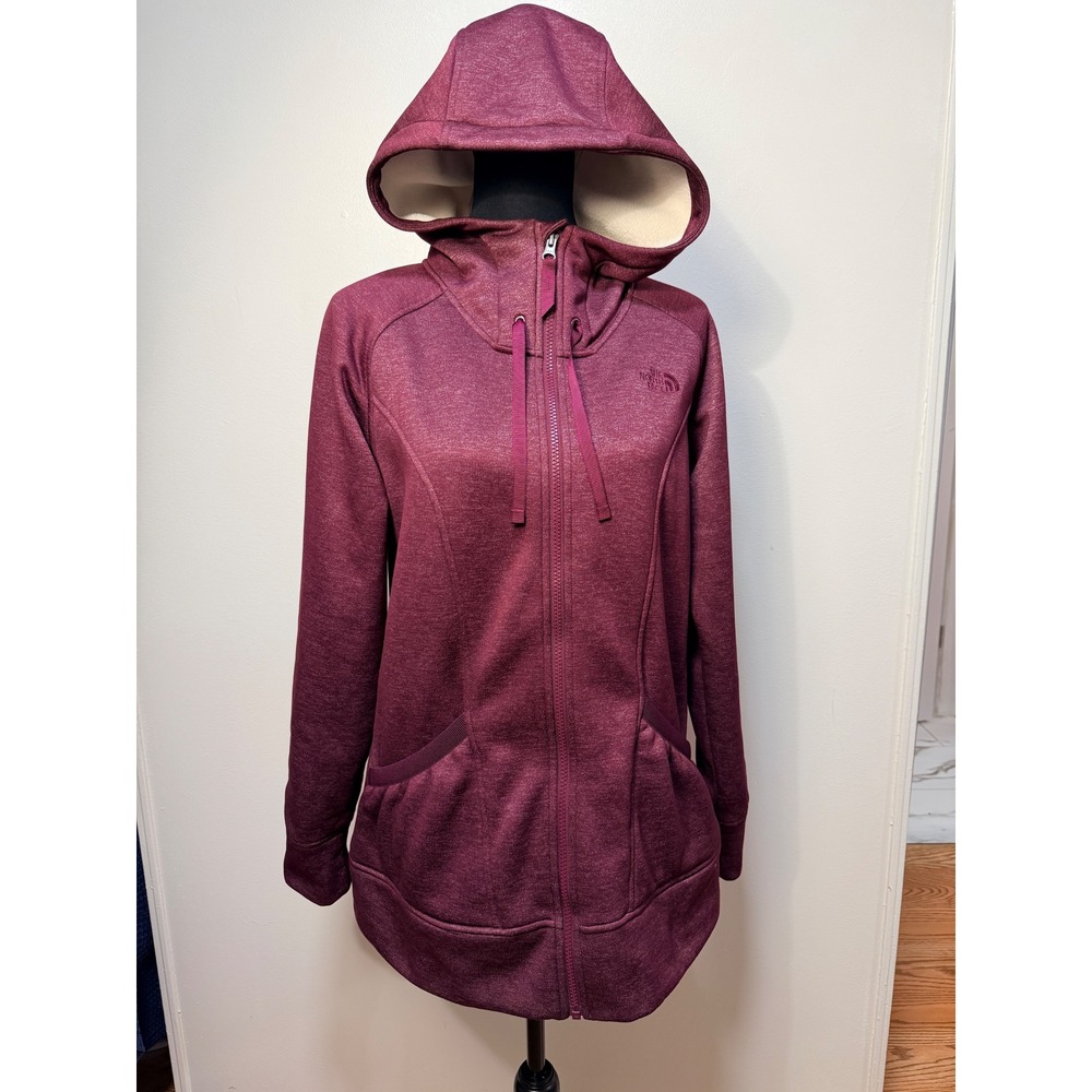 The North Face Mattea Full Zip Hoodie Jacket Size L Fleece Lined Burgundy